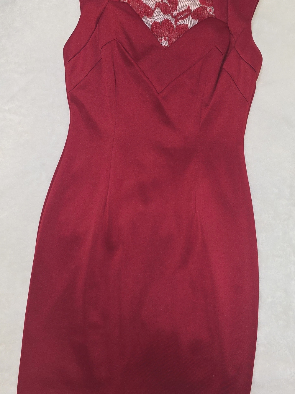 Connected Apparel Size 6 Red Bodycon Dress Sleeveless Lace Accent Cocktail
